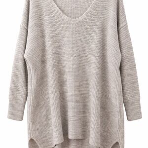 Free People Oversized Slouchy Waffle Knit Tunic Sweater XS/S Gray